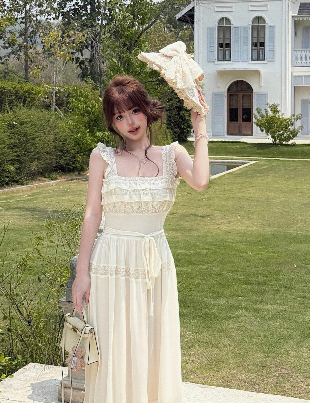 Vintage Babylon Pearly White Midi Dress