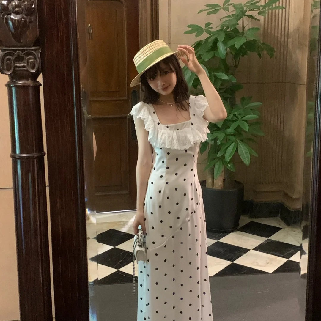 Get trendy with Inner Romance polka satin midi dress gown - Dresses available at Peiliee Shop. Grab yours for $36.80 today!