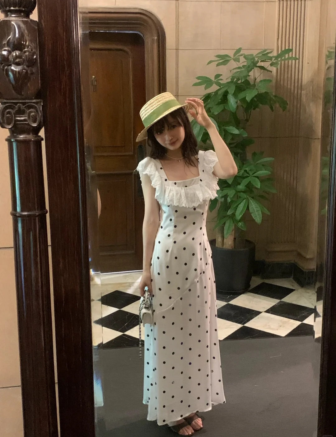 Get trendy with Inner Romance polka satin midi dress gown - Dresses available at Peiliee Shop. Grab yours for $36.80 today!