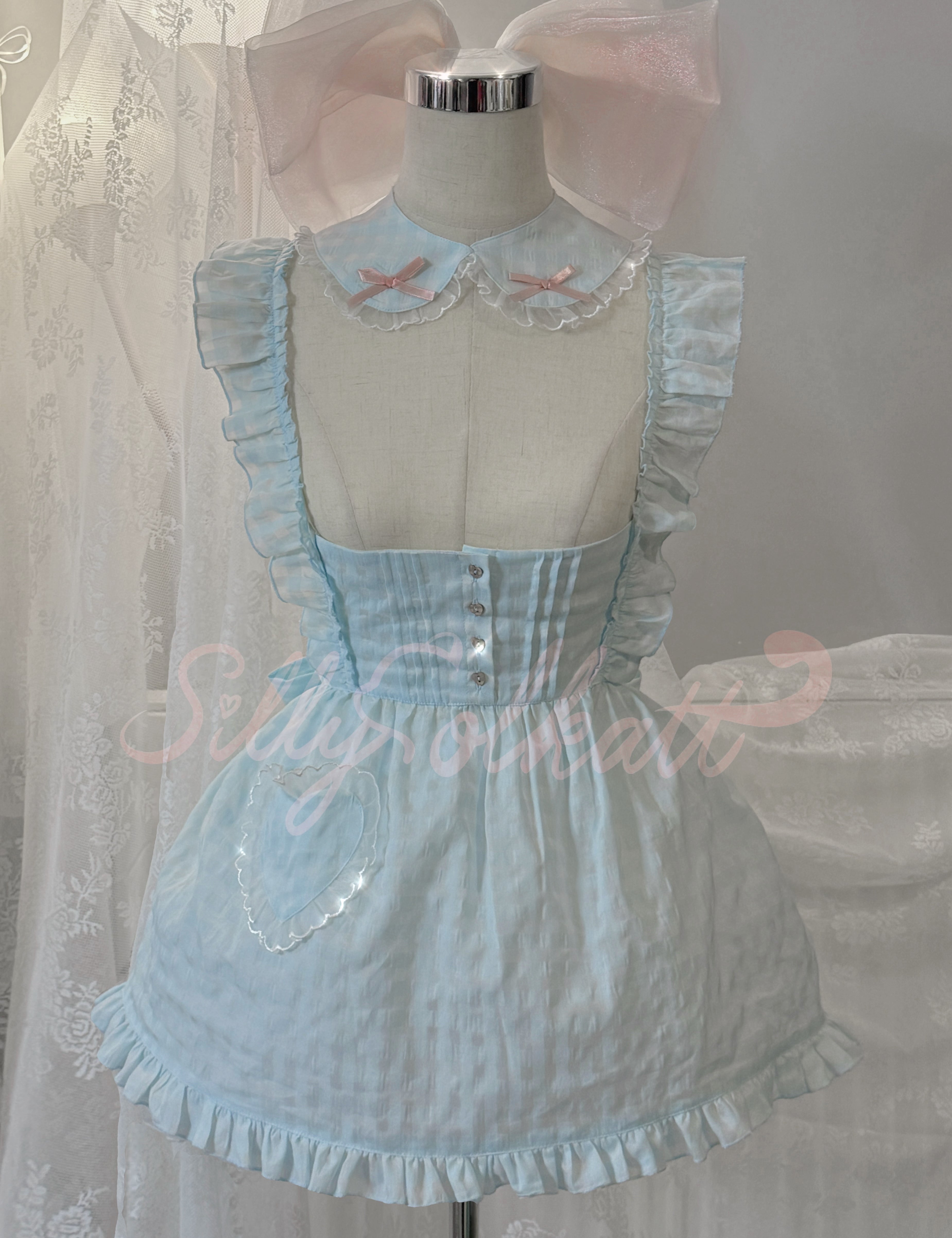 Silly Solkatt Alice’s Little Secret Blue Gingham Apron Set