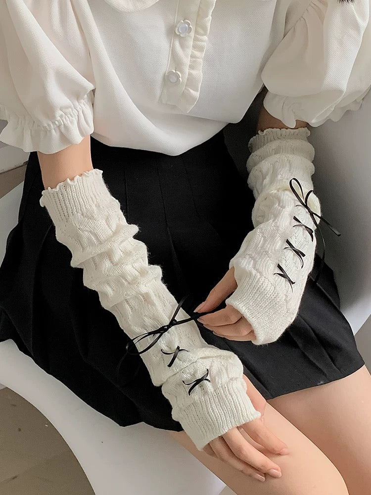 Get trendy with Ballerina Ribbon Gloves Arm Warmer - Gloves available at Peiliee Shop. Grab yours for $8 today!