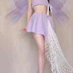 Get trendy with [Tailor Made] Lavender Dream Fairy Style Knitting Set with glass Pearl on bralette and skirt -  available at Peiliee Shop. Grab yours for $118 today!