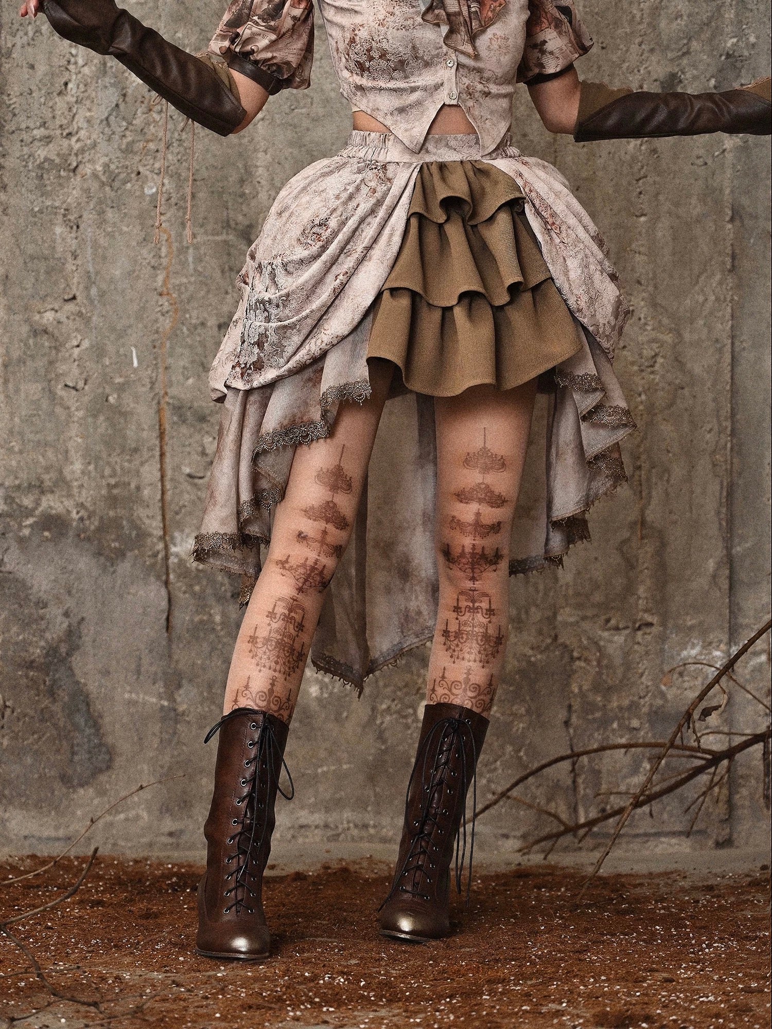 steampunk short dress Jawbreaker SteamPunk Mini Dress Stripes Cogs Gothic Cosplay Keyhole Brown Black