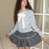 MineBeThyVers Winter Wonderland Ribbon Wool Blended Cardigan Sweater