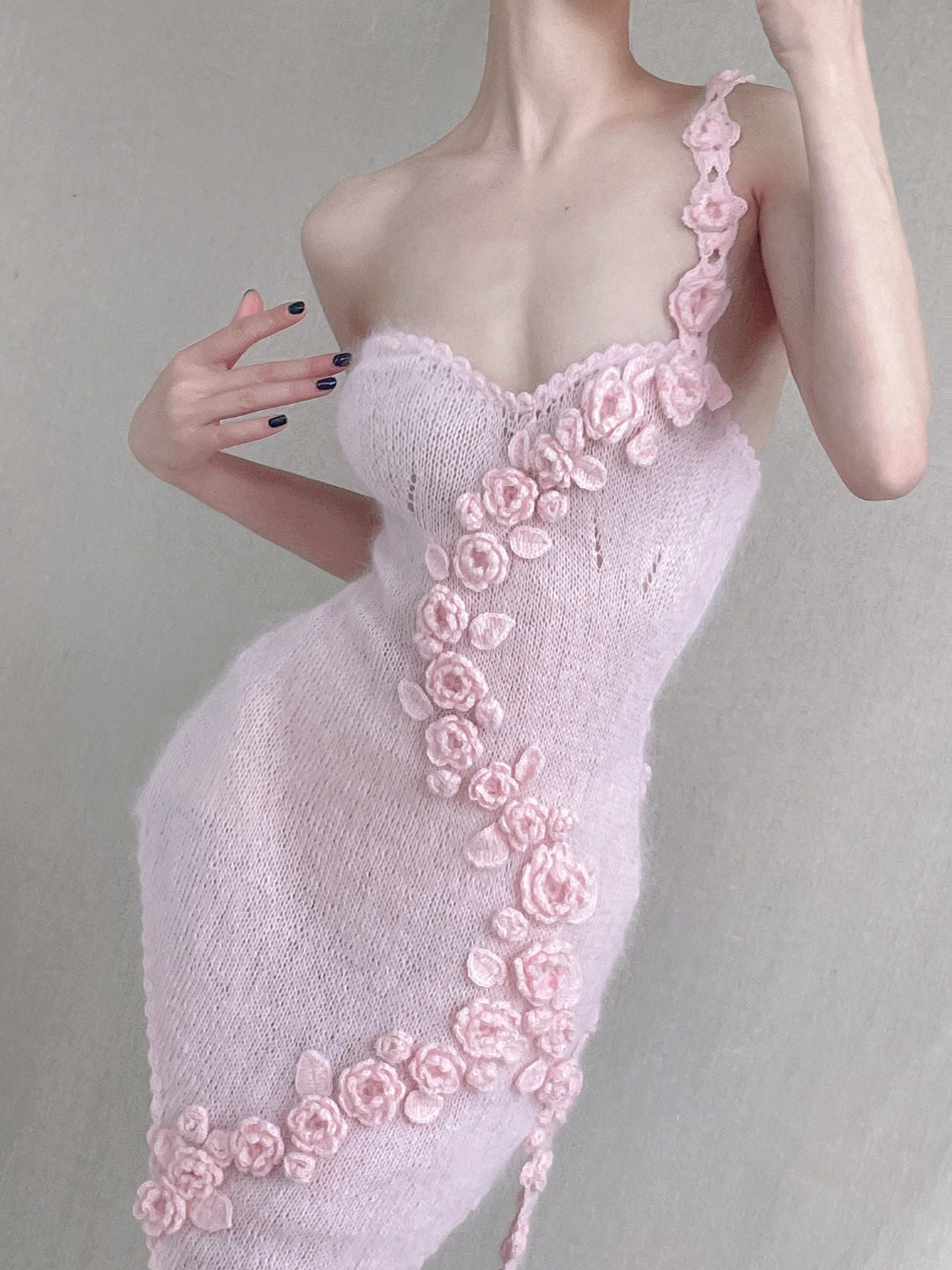 Get trendy with [Tailor Made] Romantic Floral Dream Hand Knitted Dress -  available at Peiliee Shop. Grab yours for $118 today!