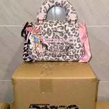 SelfishGhost Leopard Gal Ribbon Plush Handbag