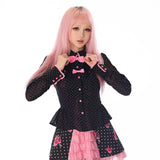 Evil Tooth Paris Girl Polka Dot Bow Blouse