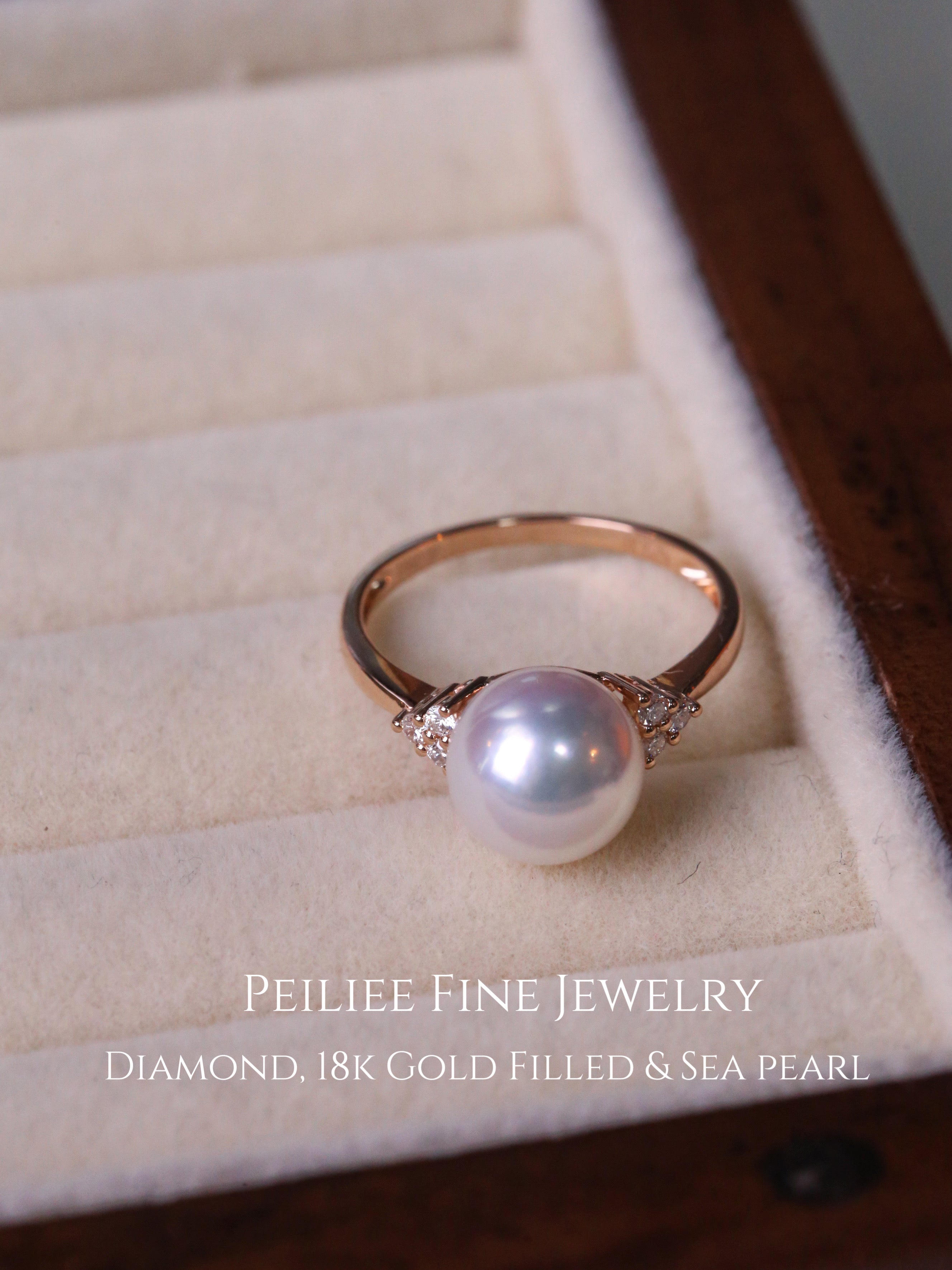 Get trendy with Diamonds Wave Of Elegance Akoya Sea Pearl 18k Gold Filled Ring -  available at Peiliee Shop. Grab yours for $560 today!