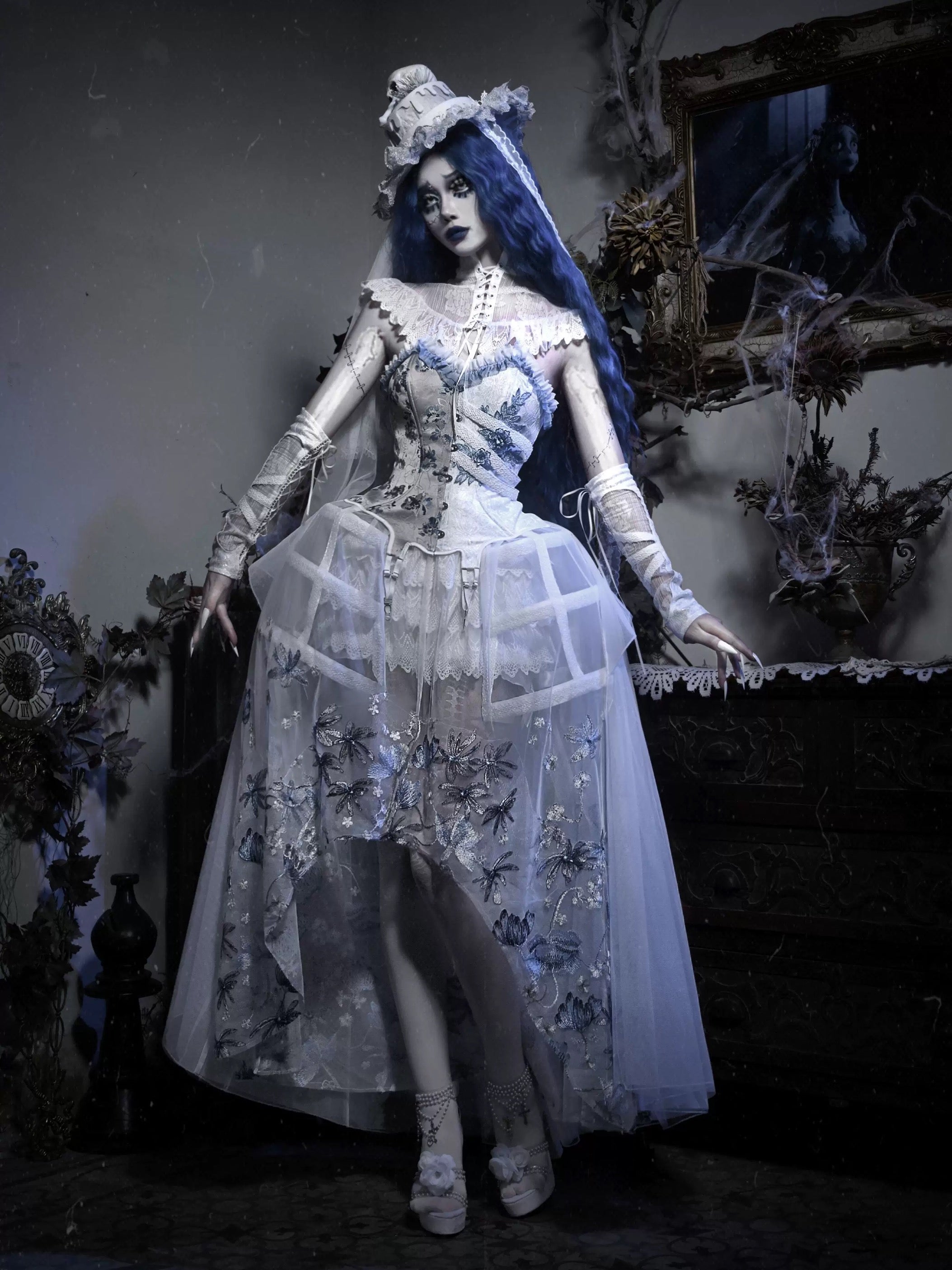 Get trendy with [Blood Supply] Corpse Bride Cape With Spine Outer Skirt - Accessories available at Peiliee Shop. Grab yours for $79.90 today!