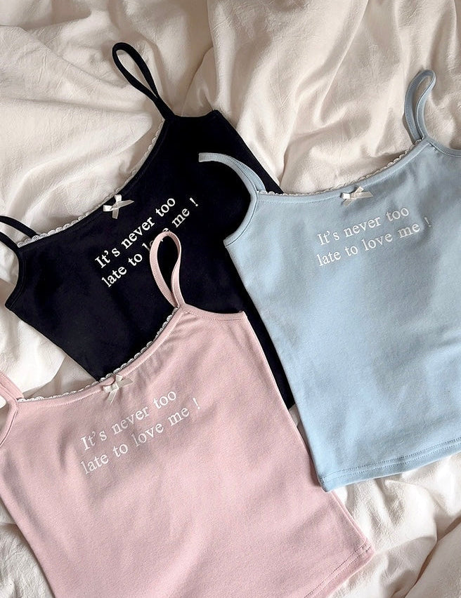Get trendy with [Buy 2 Get 1 Free] It’s never too late to love me cotton vest top - vest available at Peiliee Shop. Grab yours for $12.80 today!
