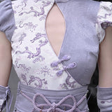 Get trendy with [Blood Supply] Dragon Wisteria Qipao Romper Jumpsuit - Romper available at Peiliee Shop. Grab yours for $35 today!