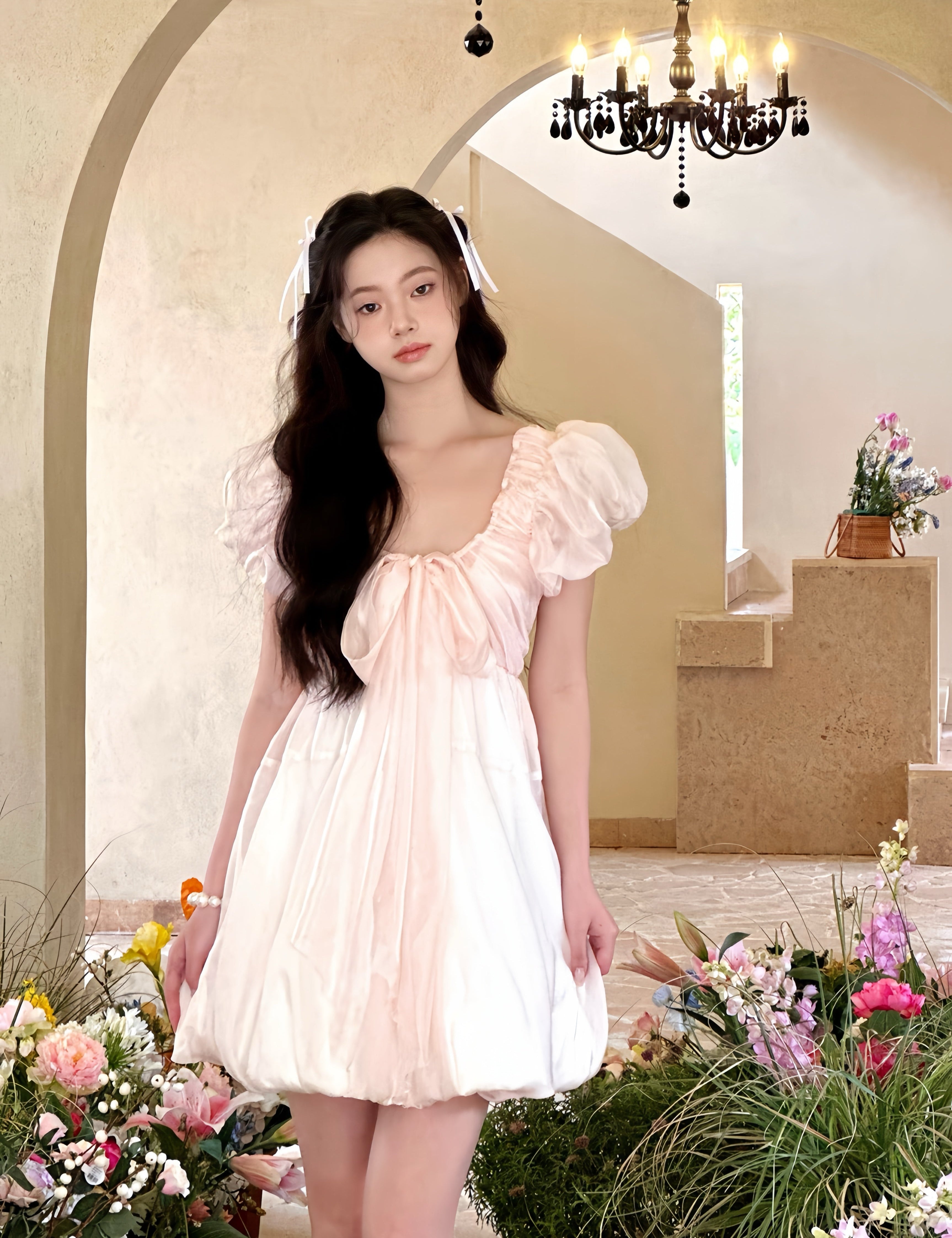 Get trendy with Rose Cloud Soft Pink Mini Dress -  available at Peiliee Shop. Grab yours for $58 today!