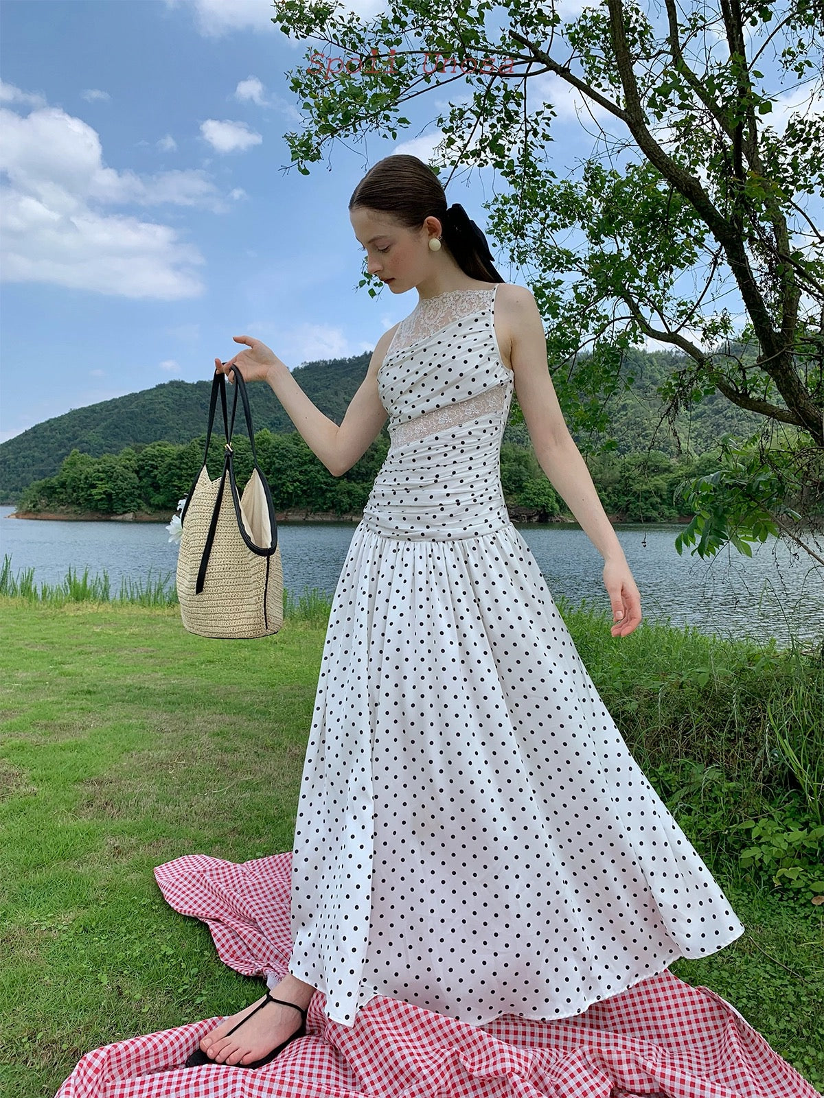 Get trendy with [SPOII UNOSA] Fleur De Saint Tropez Polka Dress MIDI Dress Gown -  available at Peiliee Shop. Grab yours for $78 today!