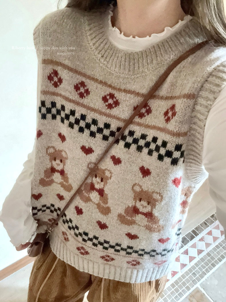 Get trendy with Christmas Bear Wool Blended Knitting Vest - Sweater available at Peiliee Shop. Grab yours for $19.90 today!