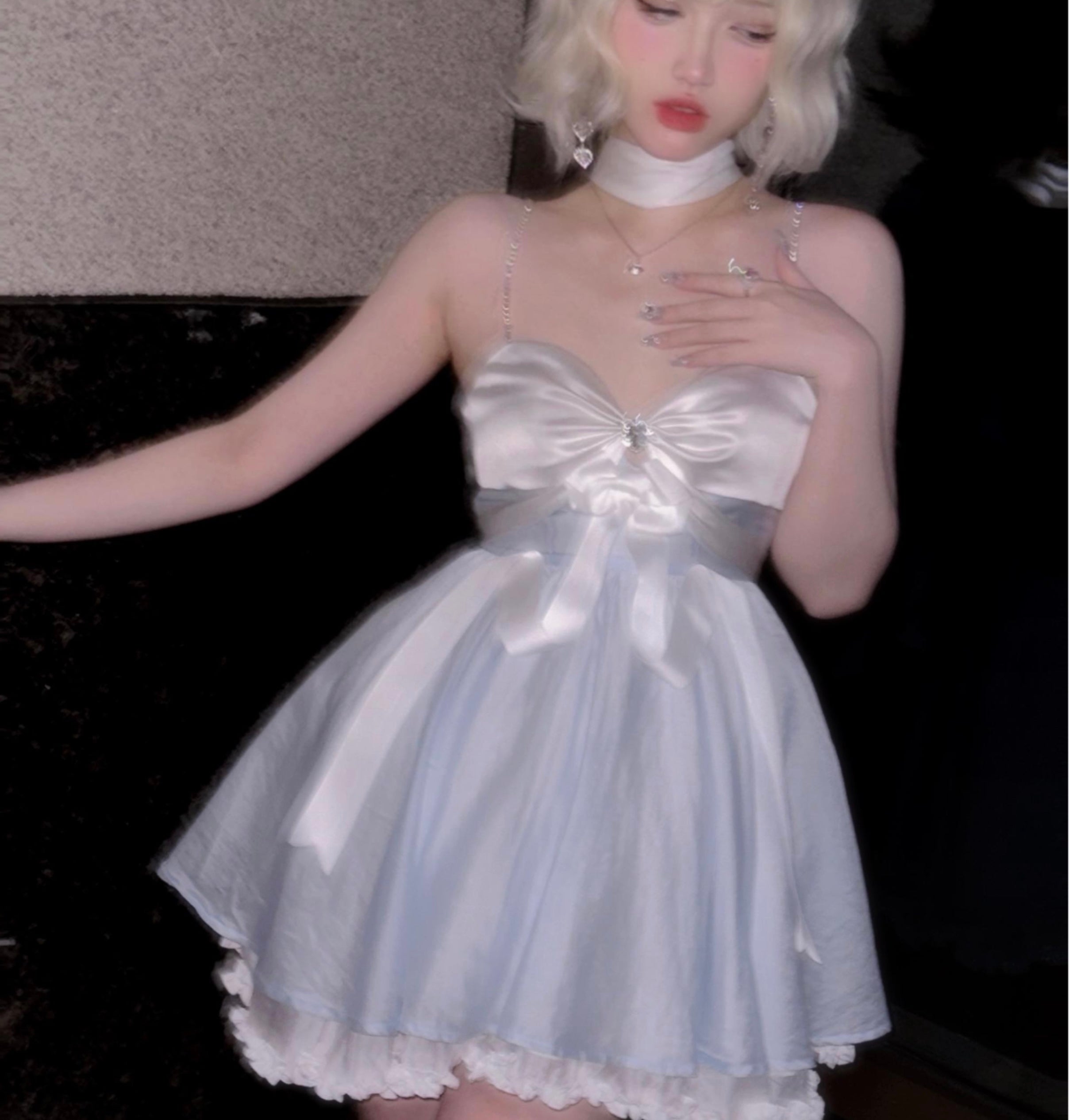 Get trendy with Moonlight Goddess Ribbon Mini Dress -  available at Peiliee Shop. Grab yours for $49.90 today!