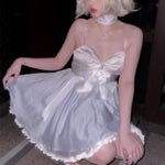 Get trendy with Moonlight Goddess Ribbon Mini Dress -  available at Peiliee Shop. Grab yours for $45 today!