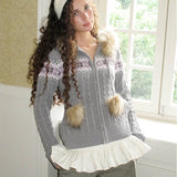 MineBeThyVers Winter Tale Fair Isle Faux Fur Sweater Hoodie
