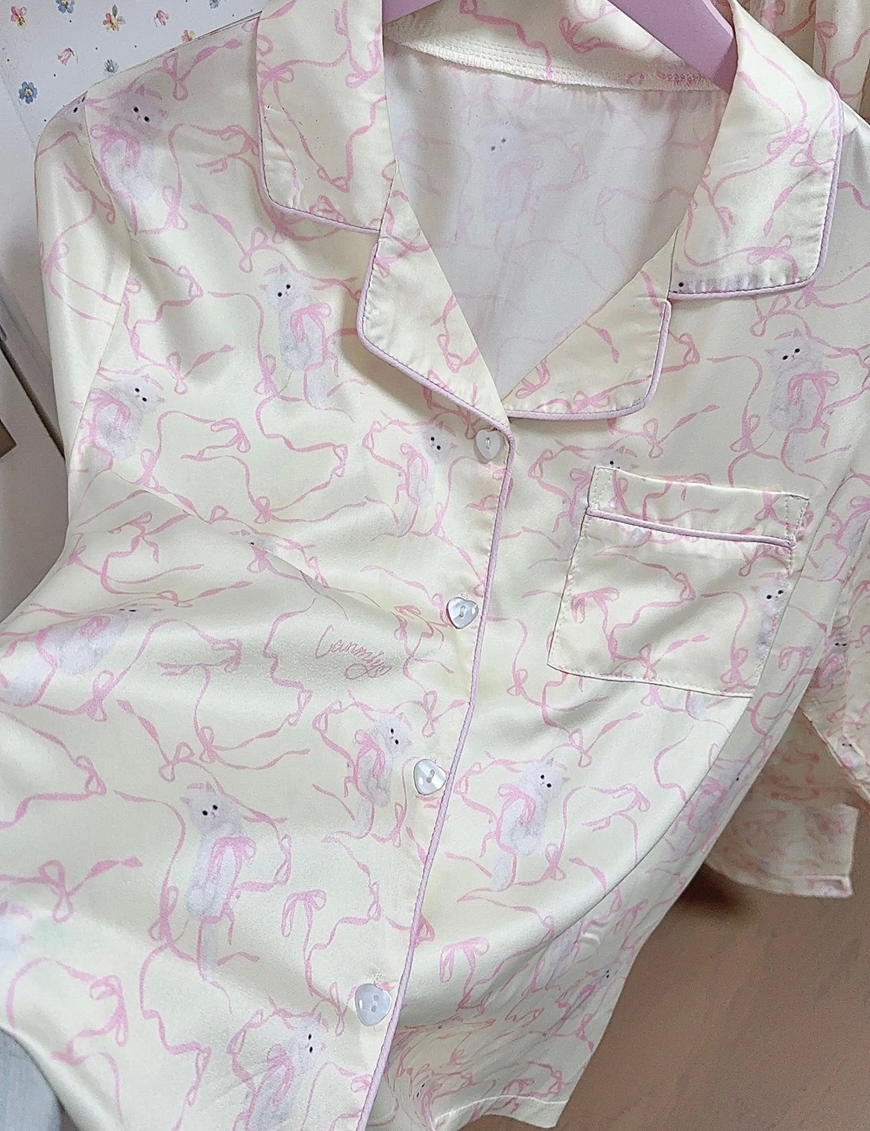 Kitty Pajamas Party Summer Sleepwear Set with top and shorts