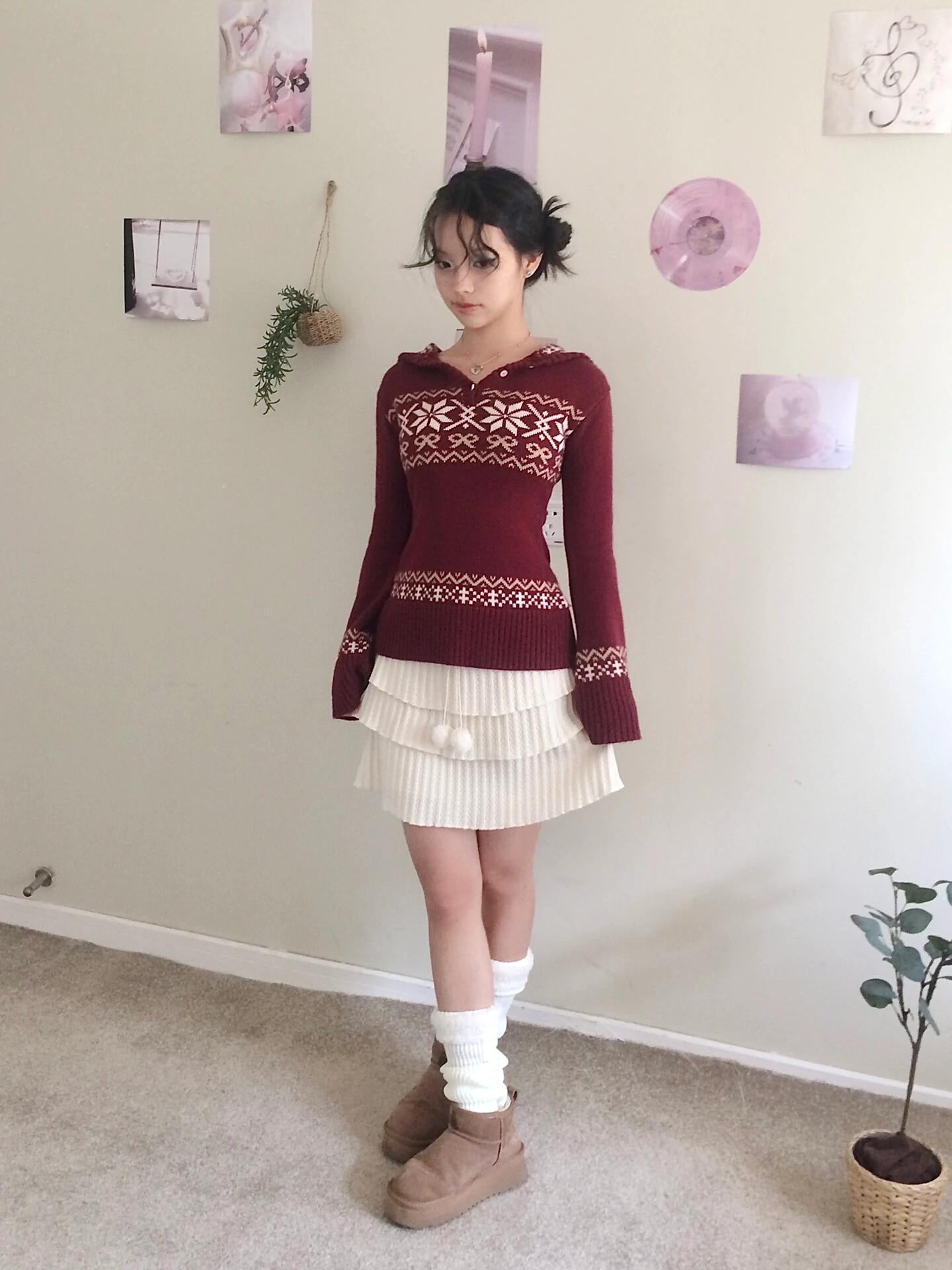 Get trendy with Sic Astra Snow Angel Knitting Mini Skirt - Accessories available at Peiliee Shop. Grab yours for $38 today!