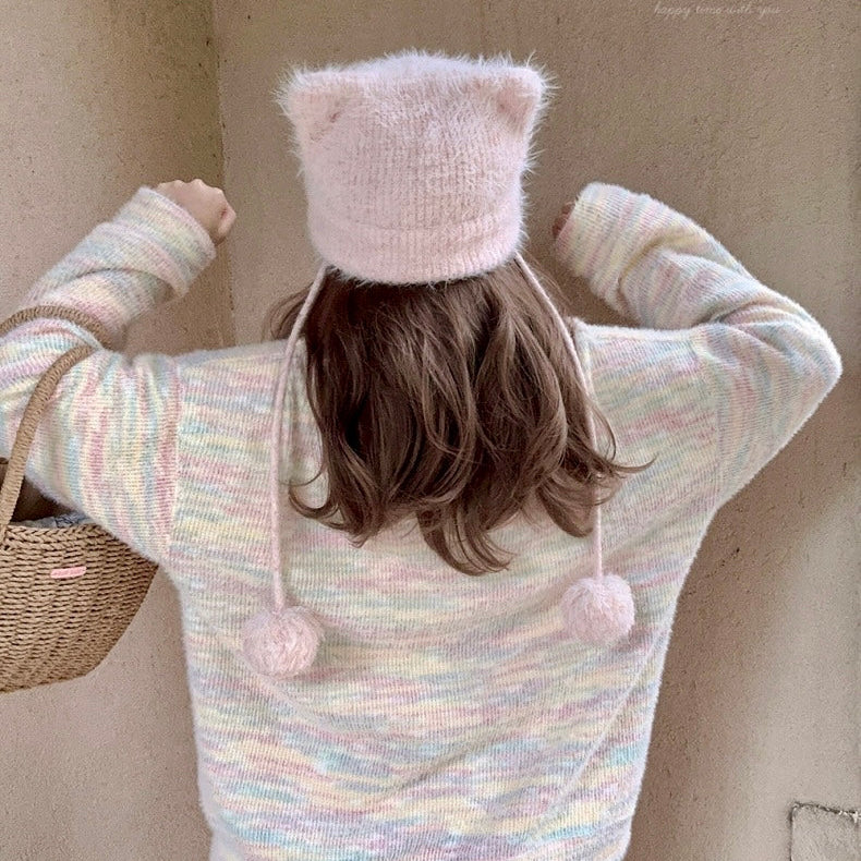 Get trendy with Pastel Rainbow Soft Pastel Knitting Oversized Sweater - Sweater available at Peiliee Shop. Grab yours for $19.90 today!