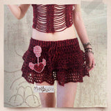 [Mike&Molly] Blood Berry Gothic Hand-Knitted Shorts and Skirt Set