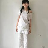 SicAstra Flower Diary Floral Off-shoulder Shirt