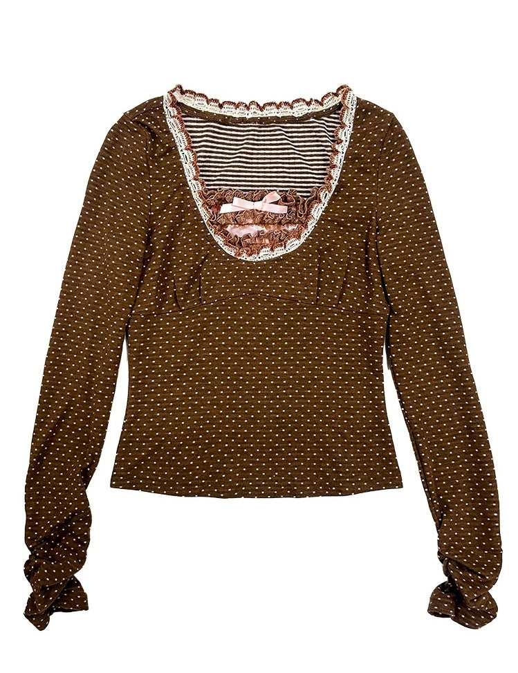 [15% Off At Checkout] Rose Island Deer Core Polka Dots Sweatshirt Top
