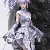 Get trendy with [Blood Supply] Dragon Wisteria Lolita Fashion Set Mini Skirt - Skirt available at Peiliee Shop. Grab yours for $59 today!