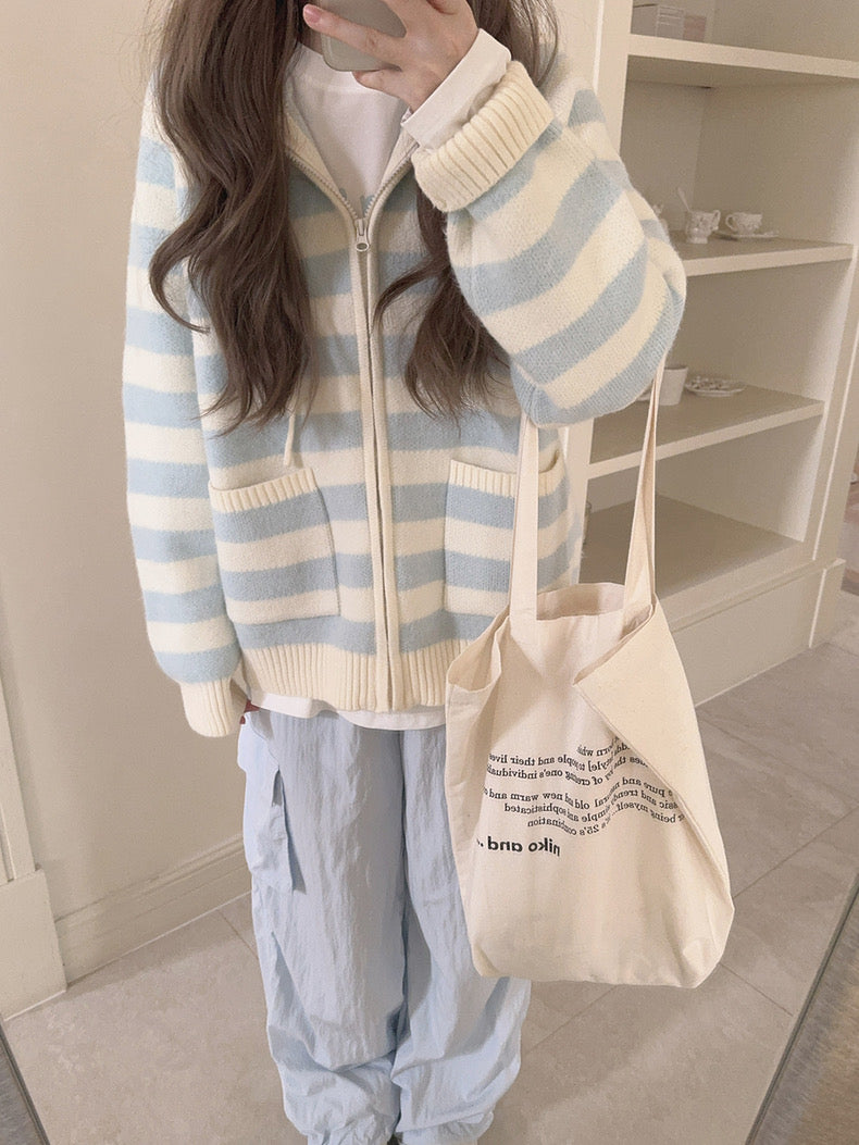 Get trendy with Pastel Cloud Knitting Hoodie Cardigan - Sweater available at Peiliee Shop. Grab yours for $39.90 today!