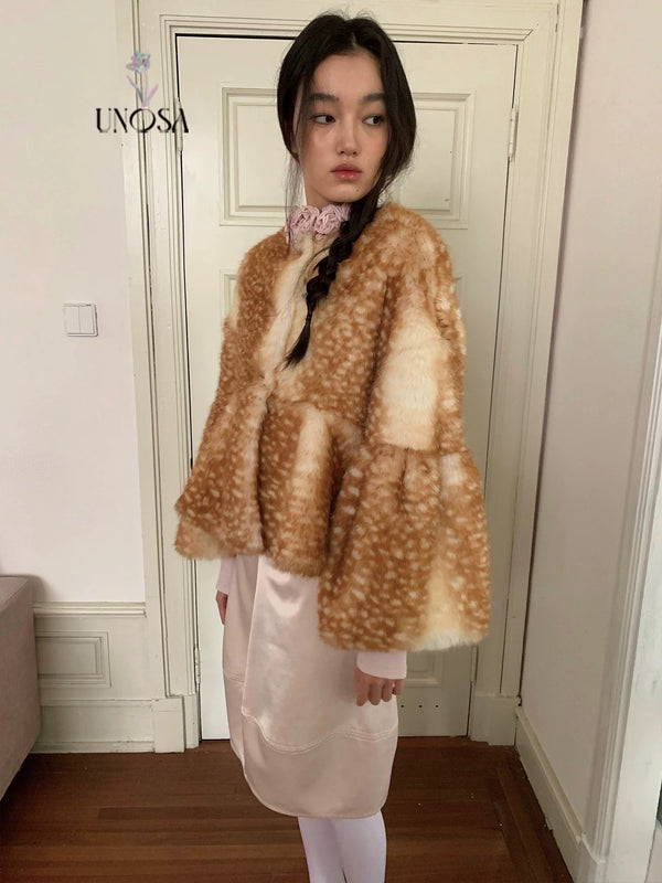 UNOSA Babydoll Fawn Deer Coat