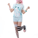 SelfishGhost 92% Cotton Yume Kawaii Anime Polo & Shorts Set