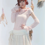 Get trendy with [Rose Island] Fairy Spirit Soft Coquette Dream In Pink Sweater With Arm warmer -  available at Peiliee Shop. Grab yours for $45 today!