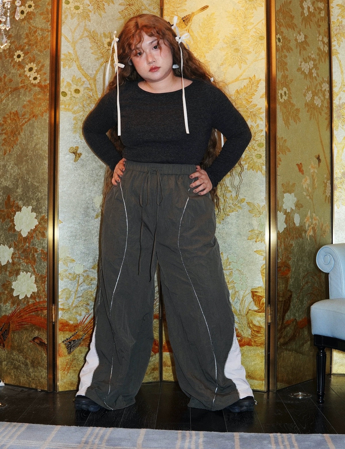 Get trendy with [Curve Beauty] Reflective Leisure Sports Pants -  available at Peiliee Shop. Grab yours for $47 today!