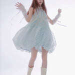 Get trendy with [Rose Island] Blue Sea Fairytale Mini Dress - Dress available at Peiliee Shop. Grab yours for $62 today!