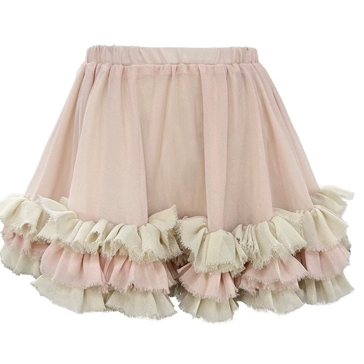 [Rose Island] Soft Rosy Kiss Crop Top and Ruffle Tulle Skirt Set