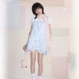 [Rose Island] Pink Mermaid Jellyfish  Style Mini Dress