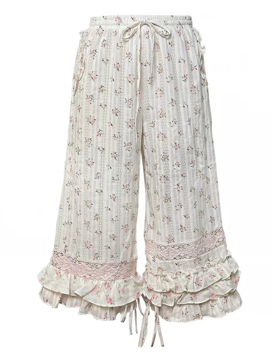 Rose Island Moss Garden 100% Cotton Loose Fit Capri Pants