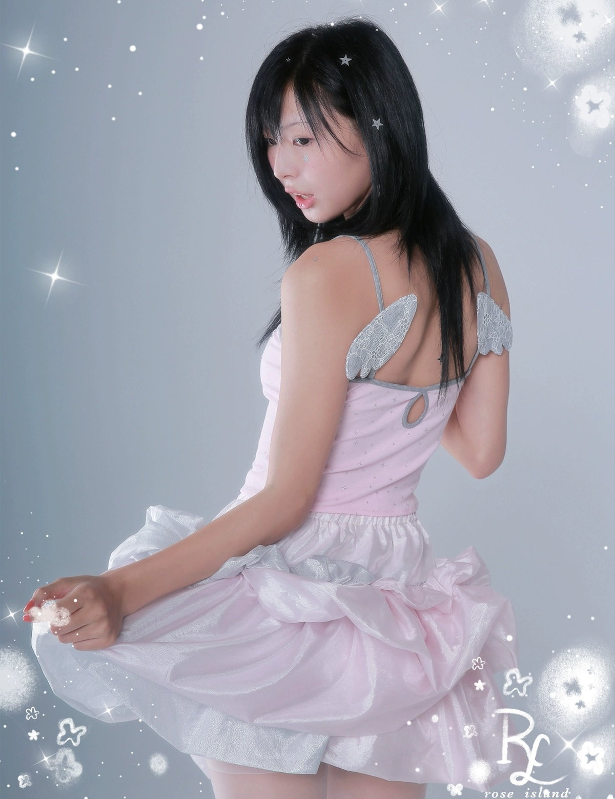 Get trendy with Starry Twinkle Wings Crop Top Linne Tank - Crop Top available at Peiliee Shop. Grab yours for $32 today!