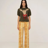 [Made In Spain] Carmen Says Deer Print Knit Puff Sleeves Sweater