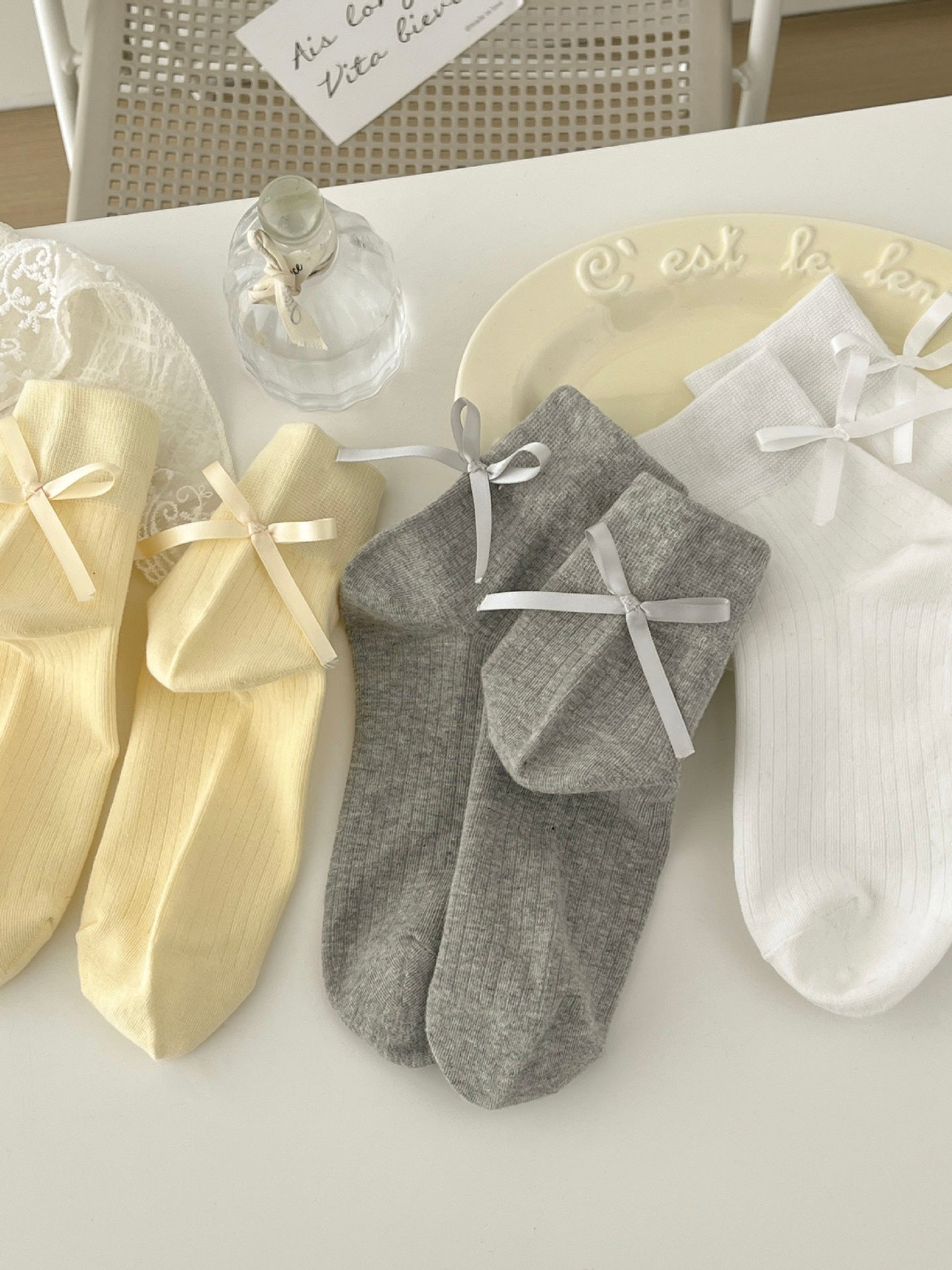 Get trendy with Ballerina Girls Ribbon Socks -  available at Peiliee Shop. Grab yours for $6.50 today!