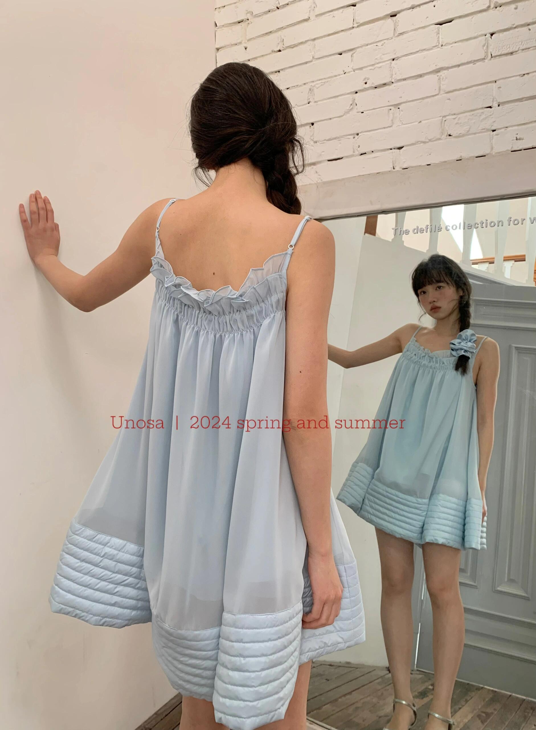 Get trendy with [UNOSA] Baby Blue Mini Dress -  available at Peiliee Shop. Grab yours for $52 today!