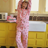 Sleepy Fairy Happy Birthday Pink Stripe Cotton Pajama Set