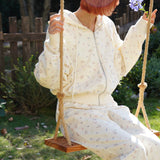 Sleepy Fairy Floral Deer Hoodie And Flare Pants Set