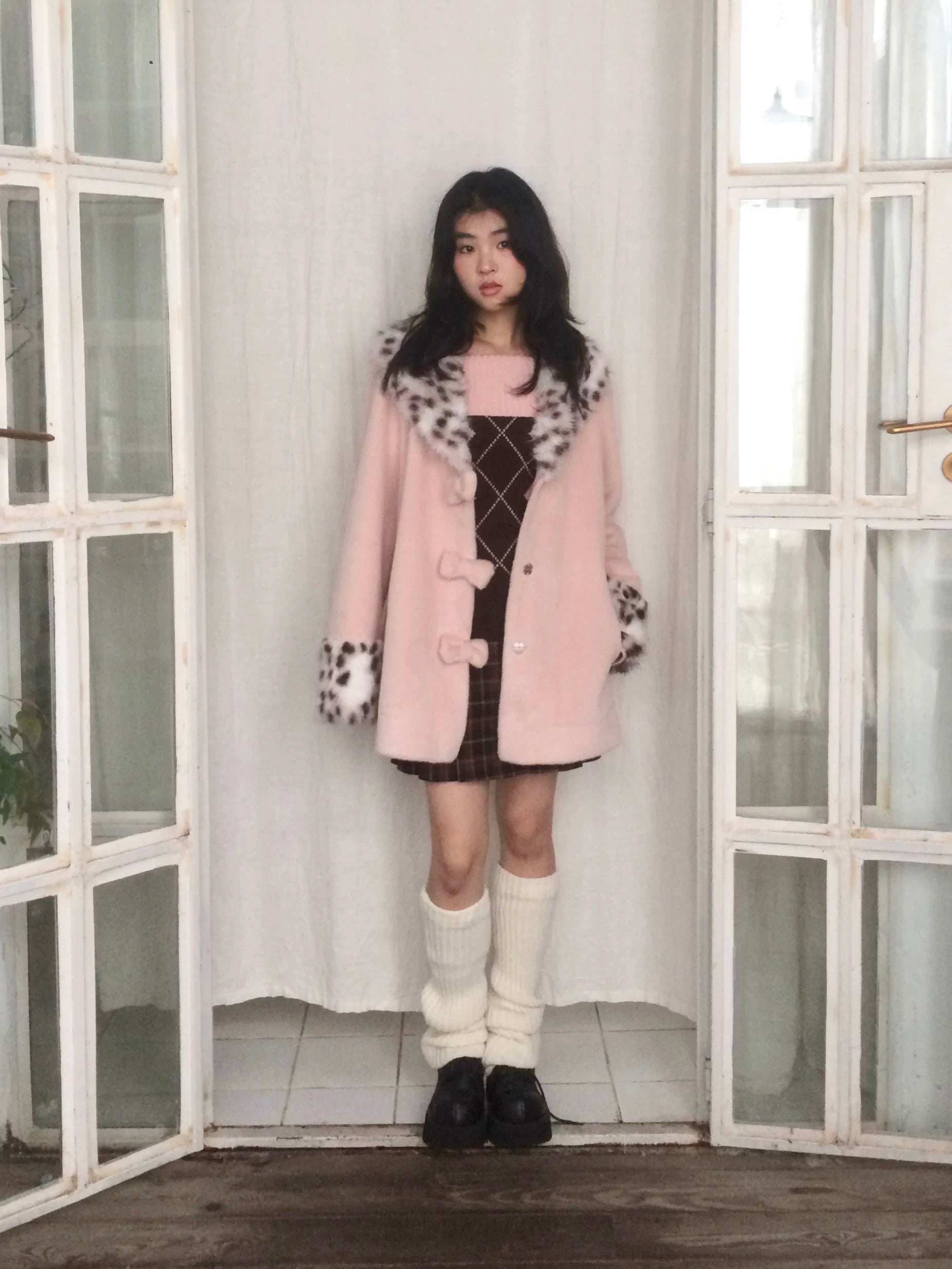 Get trendy with Sic Astra Coquette Kitty Pastel Pink Faux Fur Coat - Accessories available at Peiliee Shop. Grab yours for $85 today!