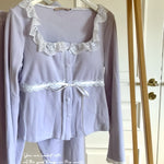 Get trendy with Lavender Kiss Autumn Pajamas Homewear set -  available at Peiliee Shop. Grab yours for $24 today!