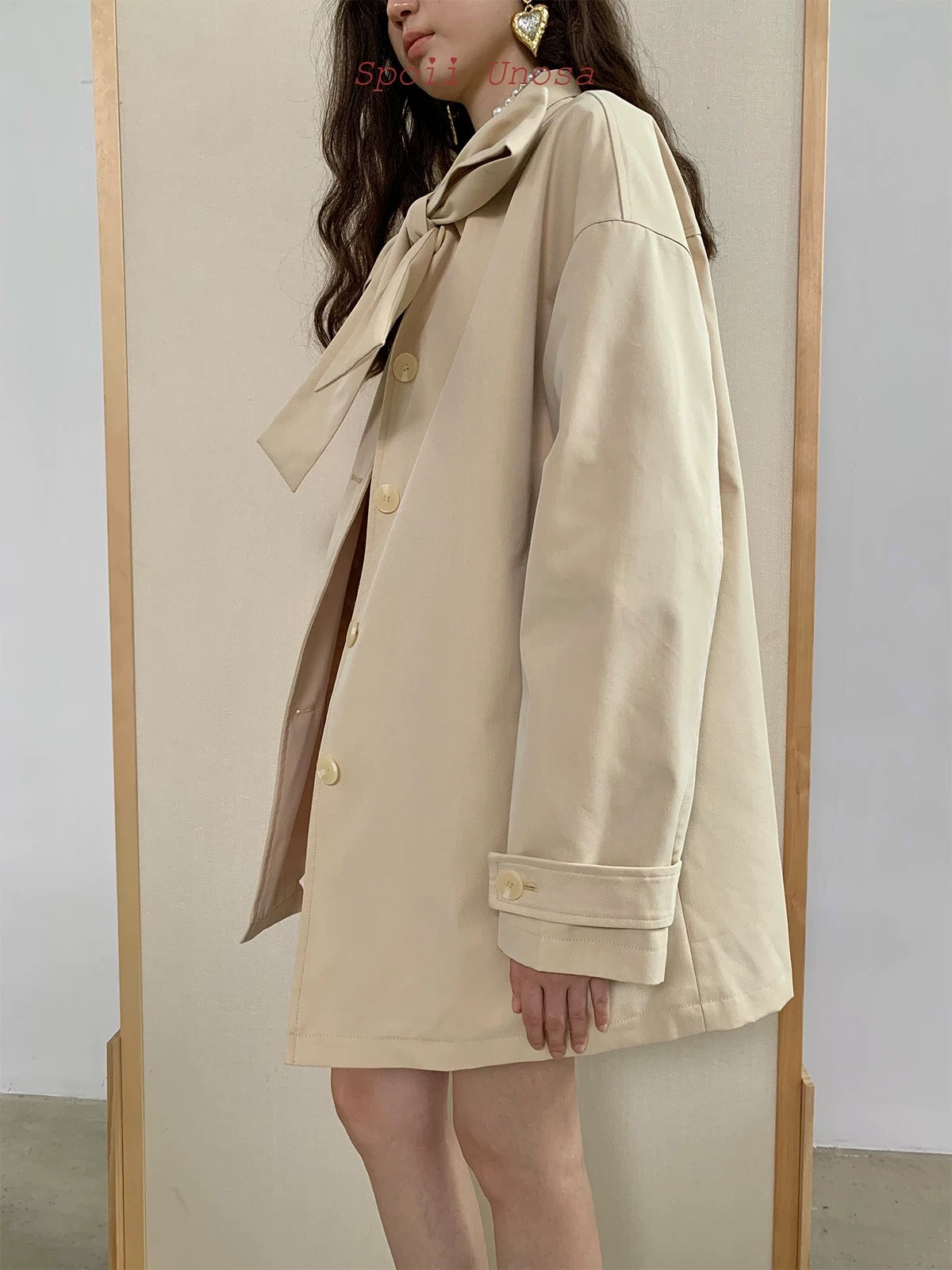 Get trendy with [SPOII UNOSA] The Ribbon Trench Coat - Coat available at Peiliee Shop. Grab yours for $76 today!