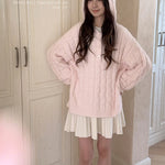 Get trendy with Soft Pink Age Wool Blended Sweater Hoodie - Sweater available at Peiliee Shop. Grab yours for $9 today!