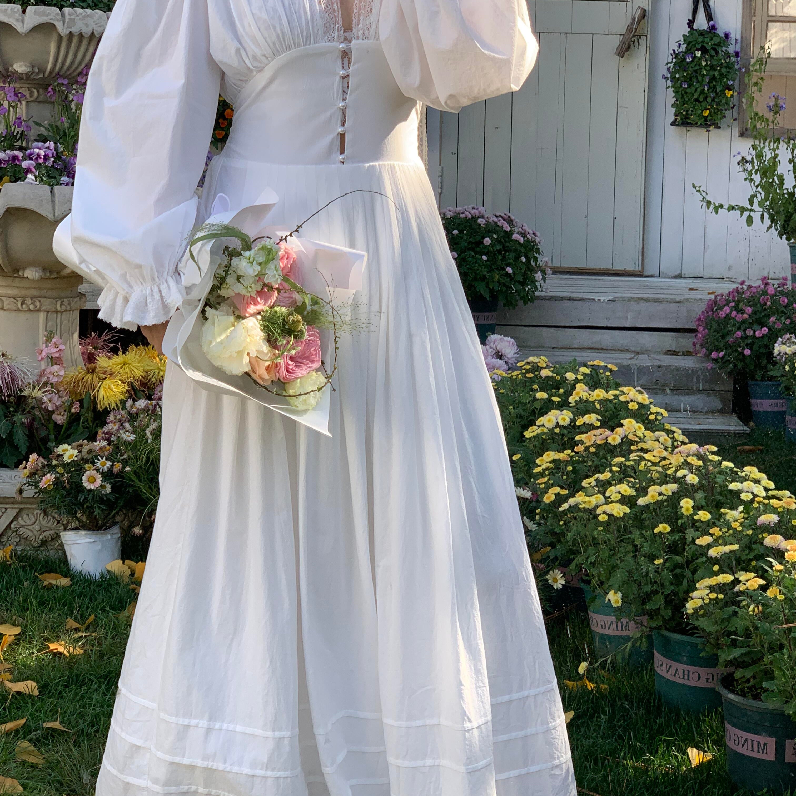 [Tailor Made] Morning Dew Handmade Cotton Bridal Maxi Dress