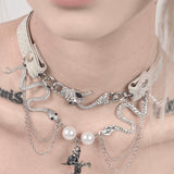 Broken Bones Snake PU Leather Choker