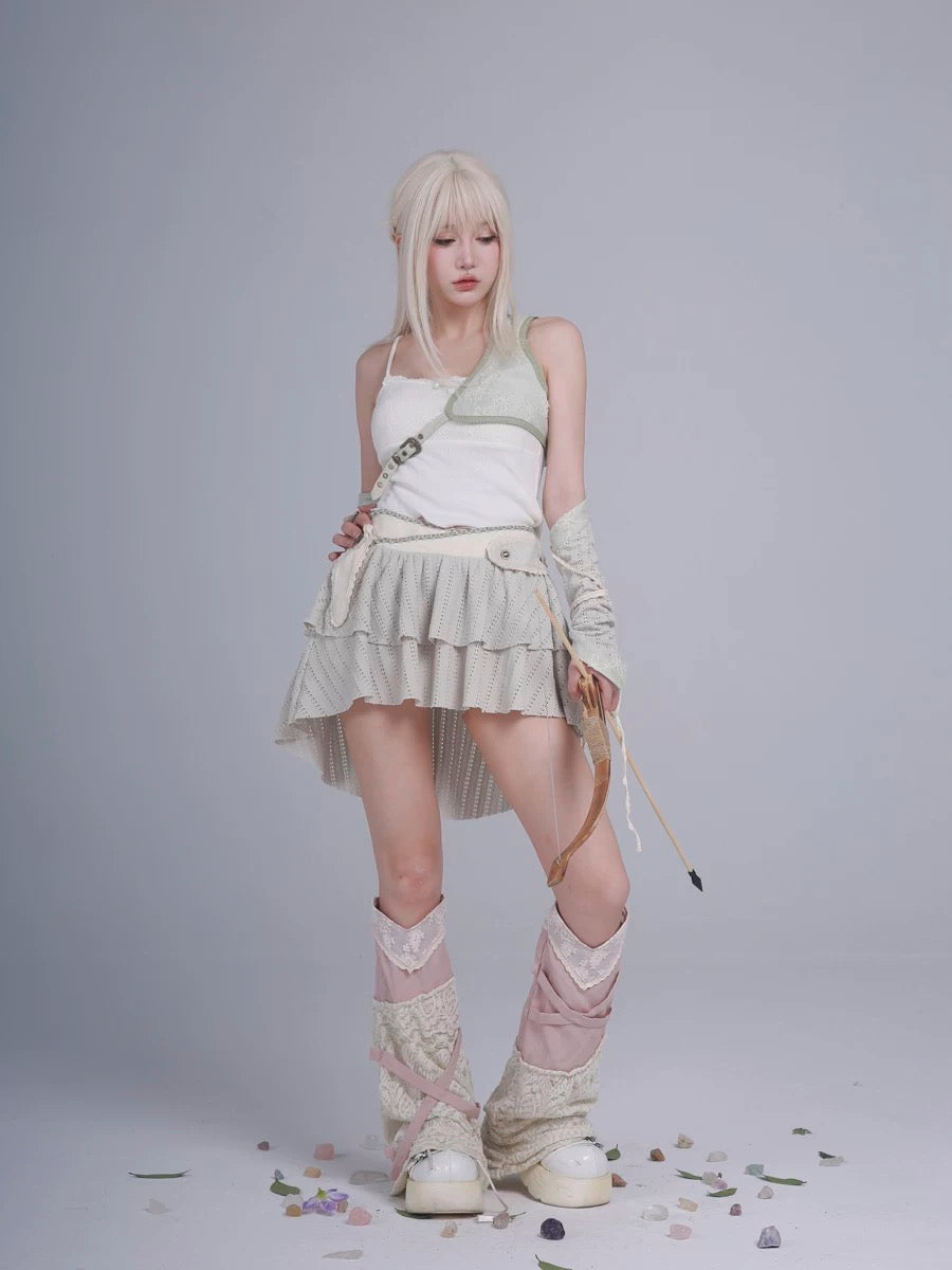 Get trendy with Rose Island AW24 Elf Guardian - Assassin Girl Mini Skirt with knife pocket - Skirt available at Peiliee Shop. Grab yours for $38.60 today!